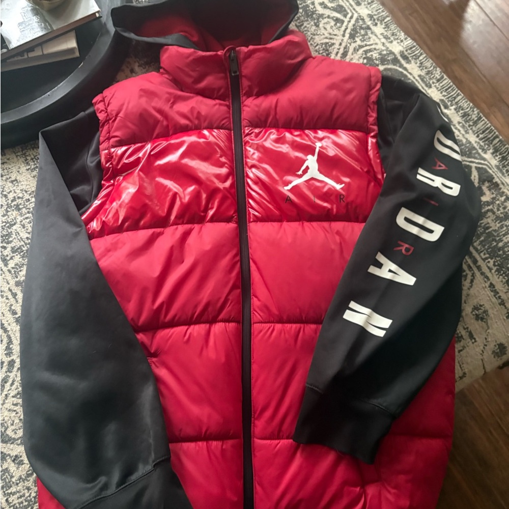 Jordan Kids' Red & Black Puffer Jacket with Hood
